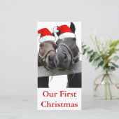 kerstpaarden feestdagenkaart (Staand voorkant)