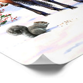 Kerstpaarden in de sneeuw poster (Hoek)