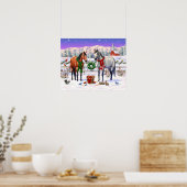 Kerstpaarden in de sneeuw poster (Keuken)