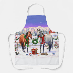 Kerstpaarden in de sneeuw schort