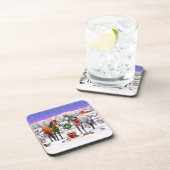 Kerstpaarden in sneeuw bier onderzetter (Rechterzijde)