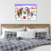 Kerstpaarden in sneeuw canvas afdruk (Insitu (Slaapkamer))