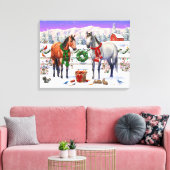 Kerstpaarden in sneeuw canvas afdruk (Insitu (Woonkamer))