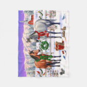 Kerstpaarden in sneeuw fleece deken (Voorkant)