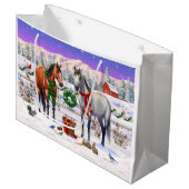 Kerstpaarden in sneeuw groot cadeauzakje (Voorkant Gekanteld)