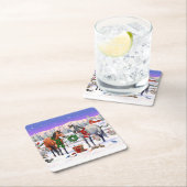 Kerstpaarden in sneeuw kartonnen onderzetters (Insitu)