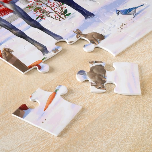 Kerstpaarden in sneeuw legpuzzel (Zijkant)