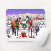 Kerstpaarden in sneeuw muismat (Met muis)