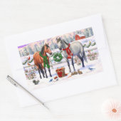 Kerstpaarden in sneeuw rechthoekige sticker (Envelop)
