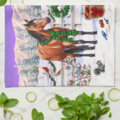 Kerstpaarden in sneeuw theedoek (Gevouwen)