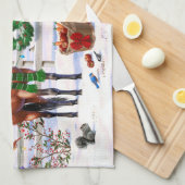 Kerstpaarden in sneeuw theedoek (Quarter Fold)