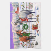 Kerstpaarden in sneeuw theedoek (Verticaal)