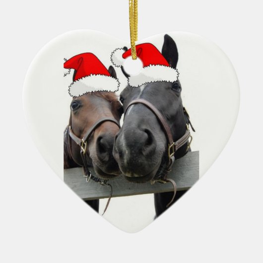 kerstpaarden keramisch ornament (Voorkant)