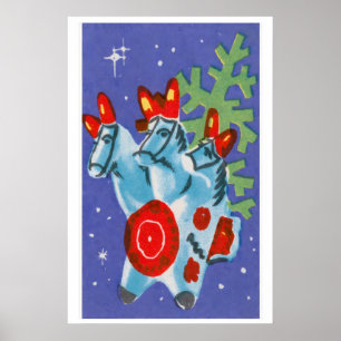 Kerstpaarden - Matchbox Print - Esthetische Muur
