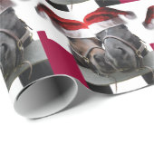 Kerstpaarden met kerstmanden cadeaupapier (Rol Hoek)