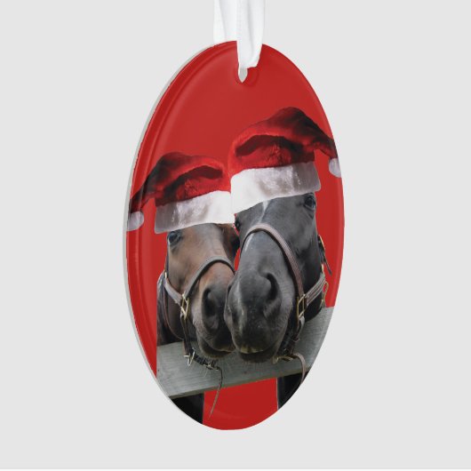 Kerstpaarden met kerstmanden ornament (voorkant)