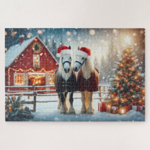 Kerstpaarden op het boerderij legpuzzel