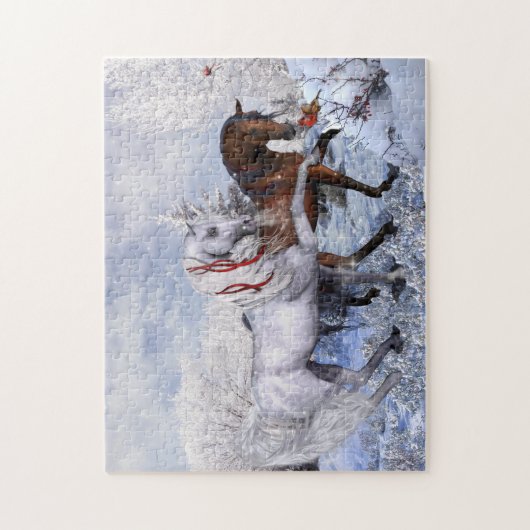 kerstpaarden Puzzle Legpuzzel (Verticaal)