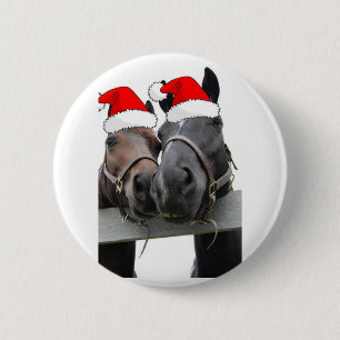 kerstpaarden ronde button 5,7 cm