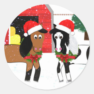 kerstpaarden ronde sticker