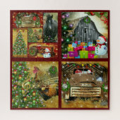  kerstpaarden Rustic Barn Frosty Legpuzzel (Verticaal)