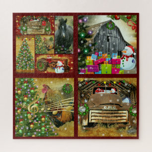  kerstpaarden Rustic Barn Frosty Legpuzzel