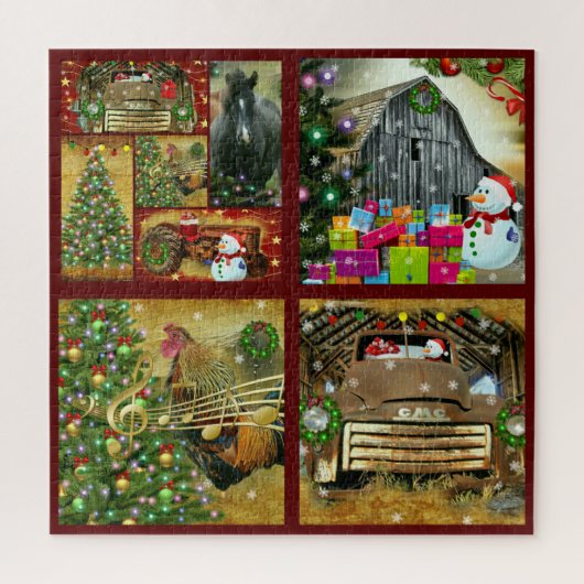  kerstpaarden Rustic Barn Frosty Legpuzzel (Verticaal)