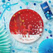kerstpaarden, sneeuwvlokken, bomen en aangepaste t papieren bordje (Feest)