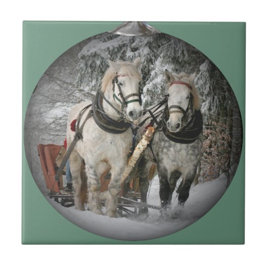 kerstpaarden tegeltje (Voorkant)