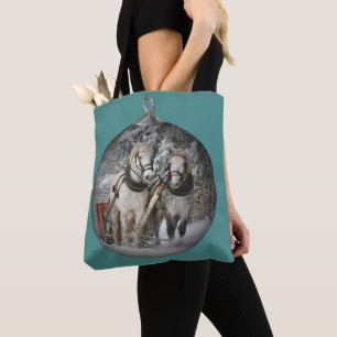 kerstpaarden tote bag