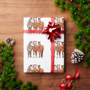 Kerstpaarden Western Cowboy Kerstman Hoed Boerderi Cadeaupapier