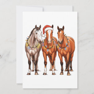 Kerstpaarden Western Cowboy Kerstman Hoed Boerderi Feestdagenkaart