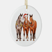 Kerstpaarden Western Cowboy Santa Hat Boerderij Keramisch Ornament (Rechts)