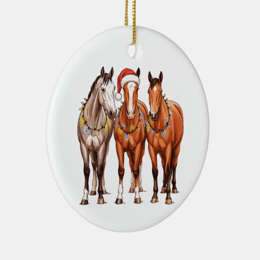 Kerstpaarden Western Cowboy Santa Hat Boerderij Keramisch Ornament (Rechts)
