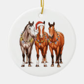 Kerstpaarden Western Cowboy Santa Hat Boerderij Keramisch Ornament (Voorkant)