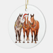 Kerstpaarden Western Cowboy Santa Hat Boerderij Keramisch Ornament (Links)