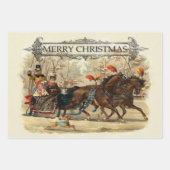 Kerstpaarden wintervakantie inpakpapier vel (Voorkant 3)