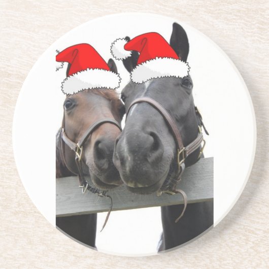 kerstpaarden zandsteen onderzetter (Voorkant)