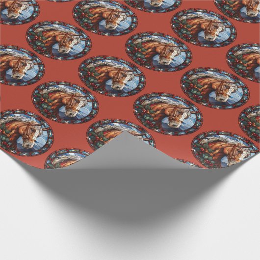 Kerstpaardenpapier Cadeaupapier (Hoek)