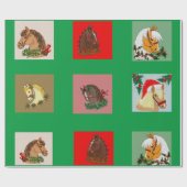 Kerstpaardenpapier Cadeaupapier (Vlak)