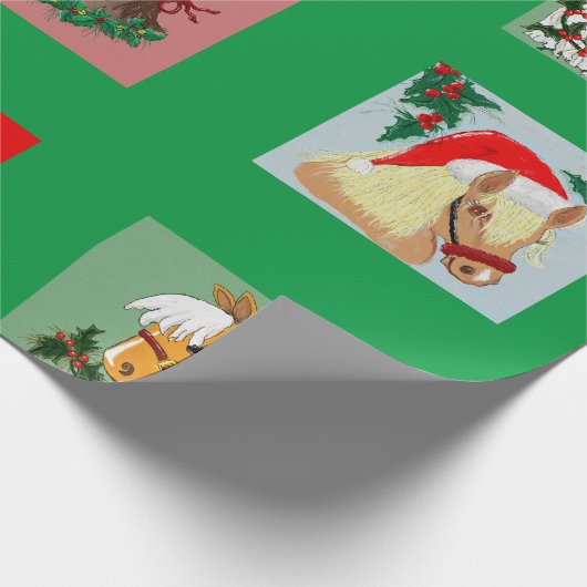 Kerstpaardenpapier Cadeaupapier (Hoek)