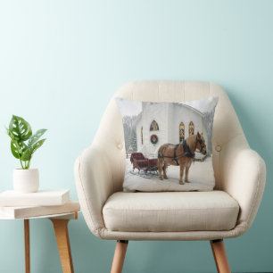 Kerstpaardenslee Verwacht Bij een Kapel Kussen