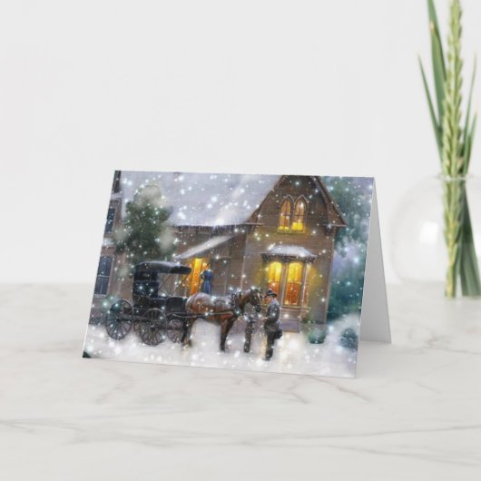 Kerstpaardenvervoer wintersportwedstrijden feestdagen kaart (Voorkant)