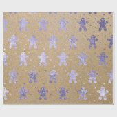 KerstPaars Lavanda Gingerbrood Man Kraft Cadeaupapier (Vlak)