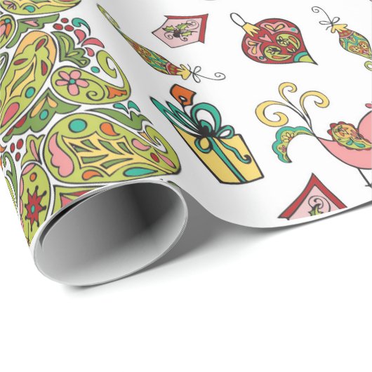 Kerstpaisley Cadeaupapier (Rol Hoek)