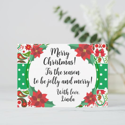 Kerstpaisley en Poinsettia Jolly (Staand voorkant)