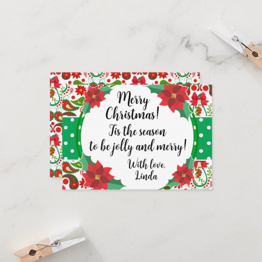 Kerstpaisley en Poinsettia Jolly (Voorkant / Achterkant in situ)