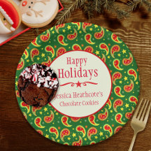 Kerstpaisley, koekiewisselpapier bord