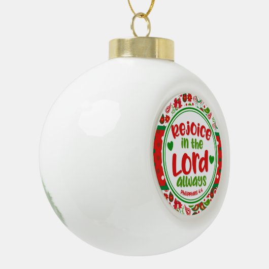 Kerstpaisley Rejoice in The Lord Always Keramische Bal Ornament (Links)