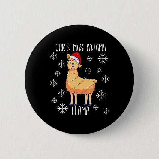 KerstPajama Llama Ronde Button 5,7 Cm (Voorkant)